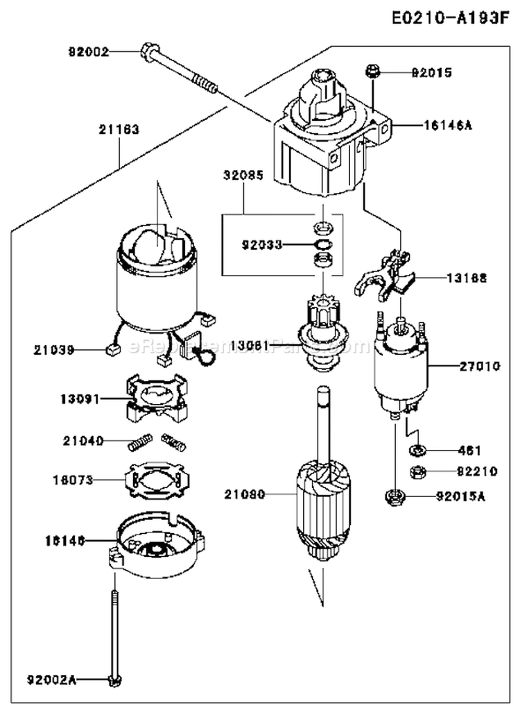 Page K Diagram and Parts List for FH641V FS21 Kawasaki Engine