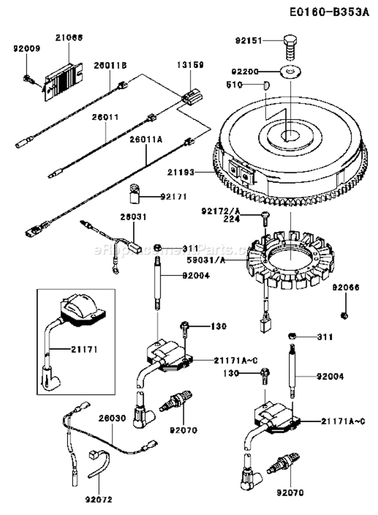 Page F Diagram and Parts List for FH641V GS06 Kawasaki Engine