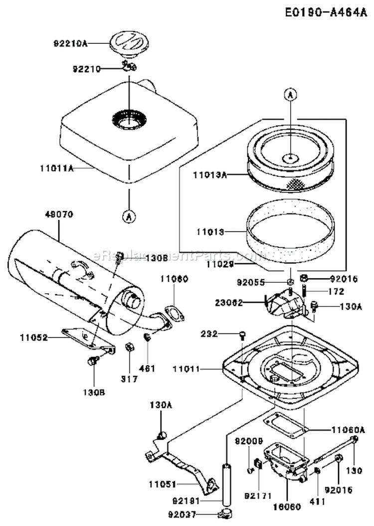 Page A Diagram and Parts List for FH680D AS01 Kawasaki Engine
