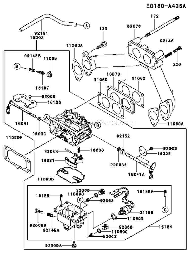 Page B Diagram and Parts List for FH680D AS01 Kawasaki Engine