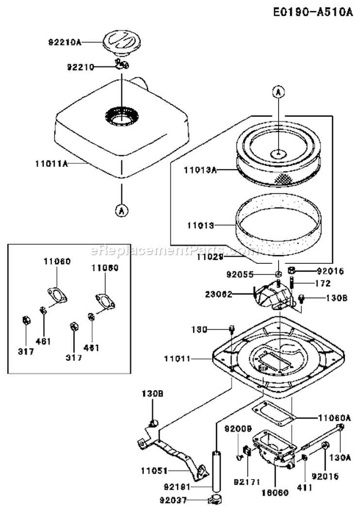 Page A Diagram and Parts List for FH680D AS08 Kawasaki Engine