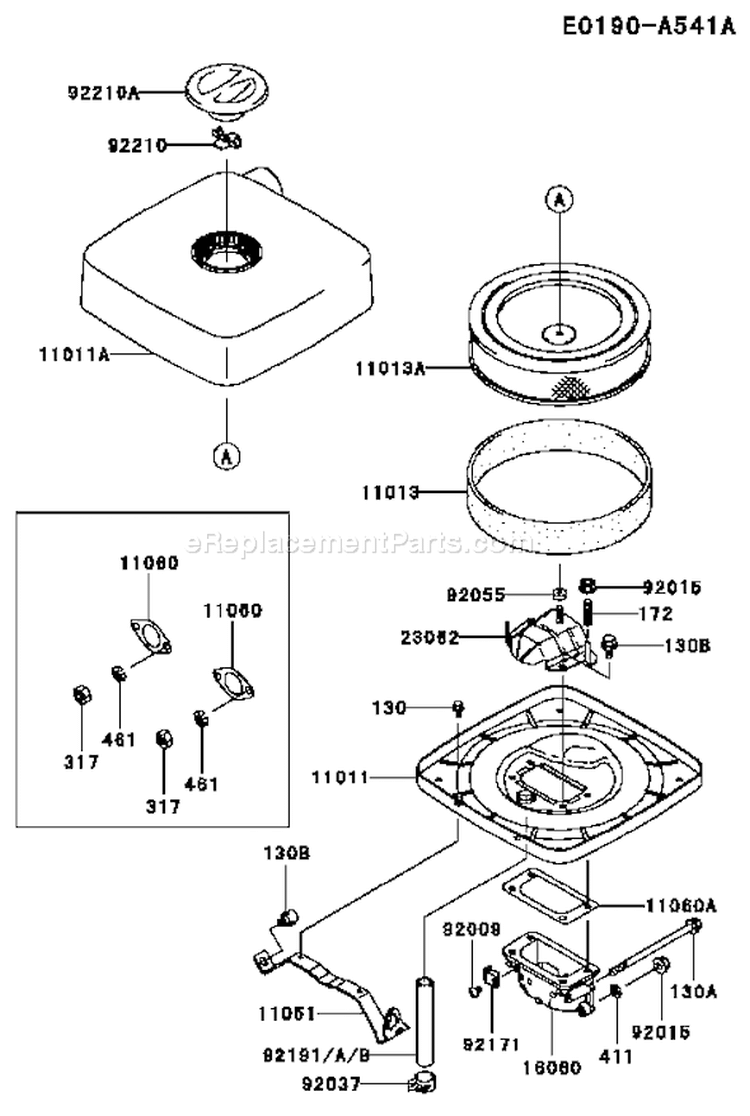 Page A Diagram and Parts List for FH680D AS05 Kawasaki Engine
