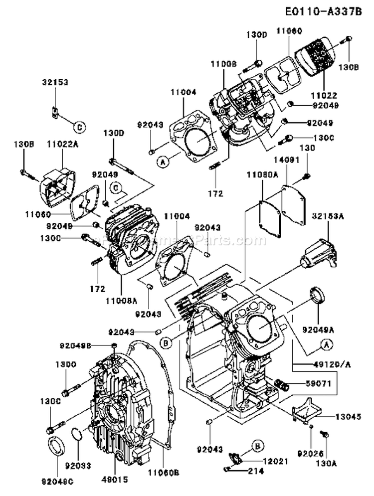 Page E Diagram and Parts List for FH680D AS05 Kawasaki Engine
