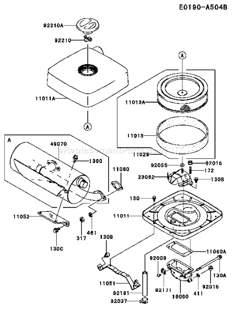 Page A Diagram and Parts List for FH680D BS06 Kawasaki Engine