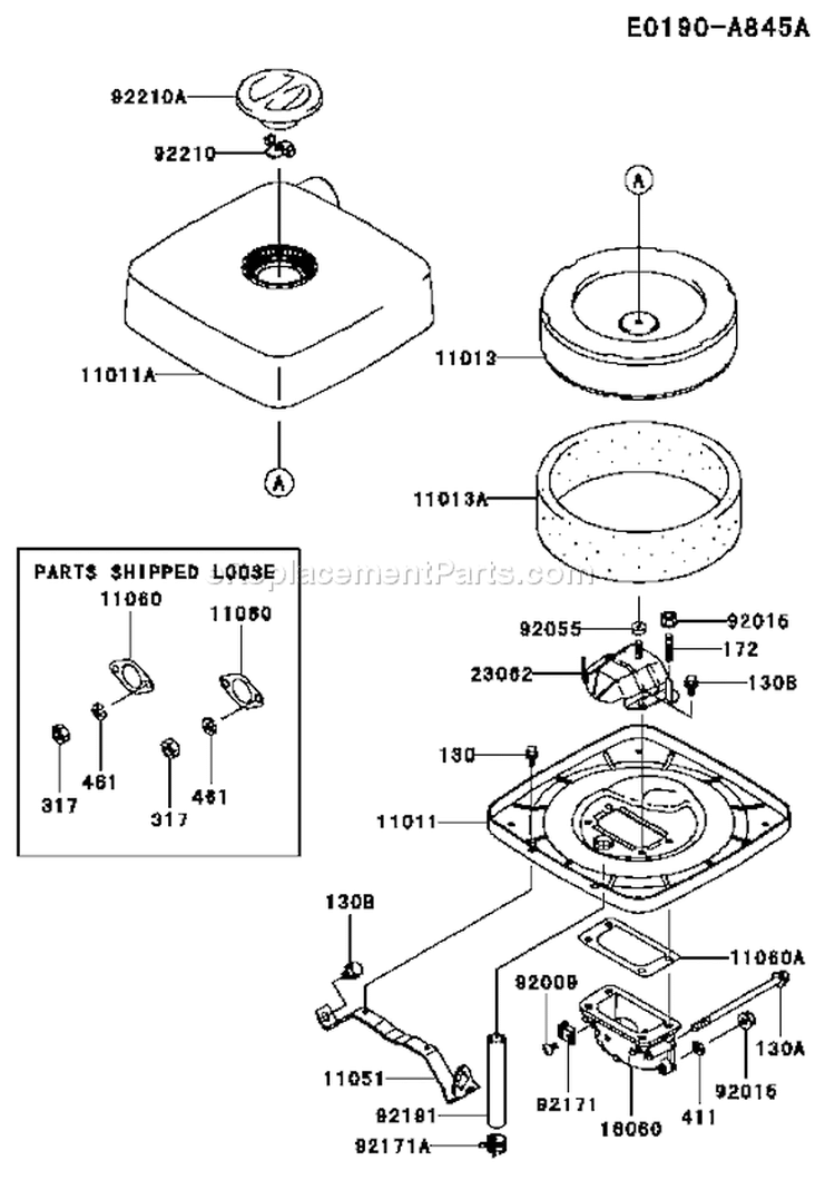 Page A Diagram and Parts List for FH680D BS08 Kawasaki Engine