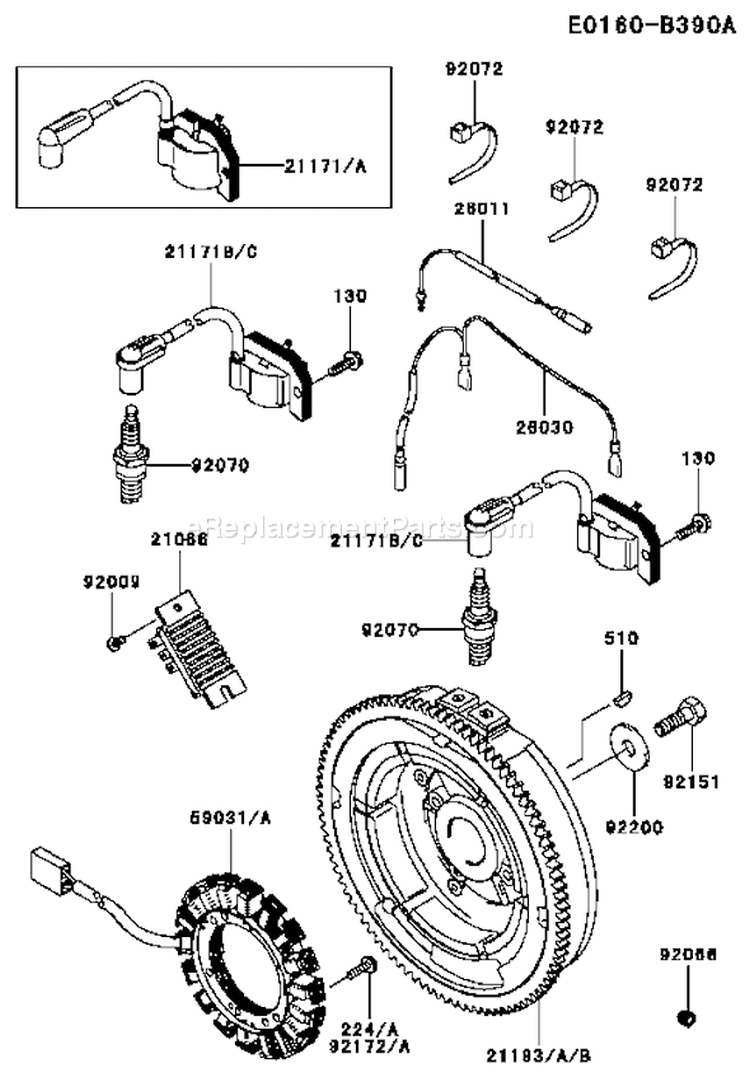 Page F Diagram and Parts List for FH680D DS01 Kawasaki Engine