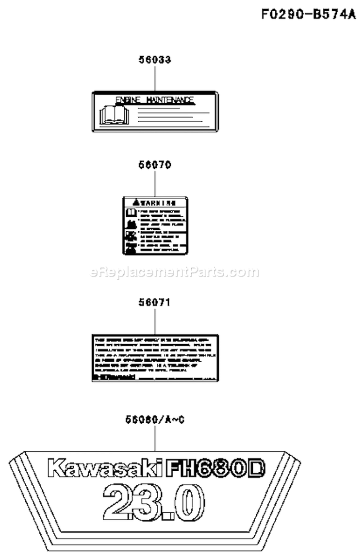 Page H Diagram and Parts List for FH680D DS01 Kawasaki Engine