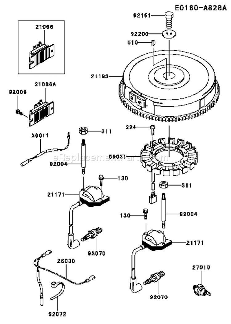 Page F Diagram and Parts List for FH680V AS22 Kawasaki Engine