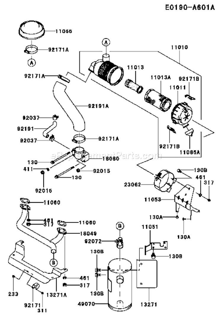 Page A Diagram and Parts List for FH680V AS25 Kawasaki Engine