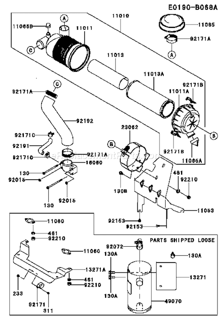 Page A Diagram and Parts List for FH680V AS37 Kawasaki Engine