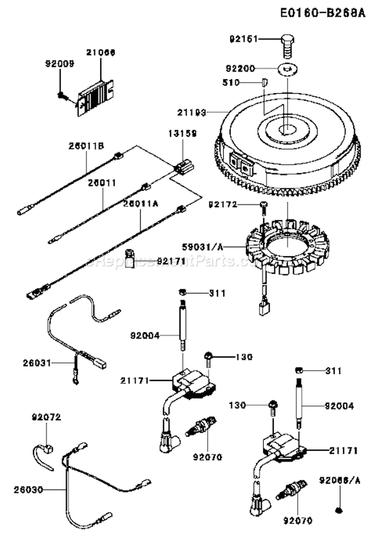 Page F Diagram and Parts List for FH680V AS40 Kawasaki Engine