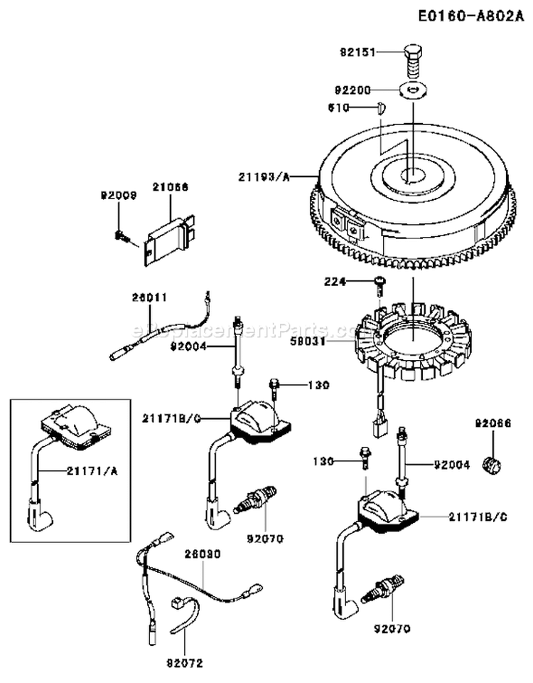 Page F Diagram and Parts List for FH680V BS16 Kawasaki Engine