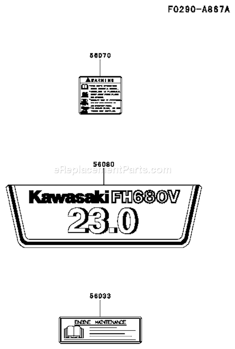 Page H Diagram and Parts List for FH680V BS19 Kawasaki Engine