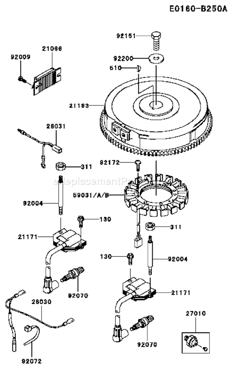 Page F Diagram and Parts List for FH680V BS38 Kawasaki Engine