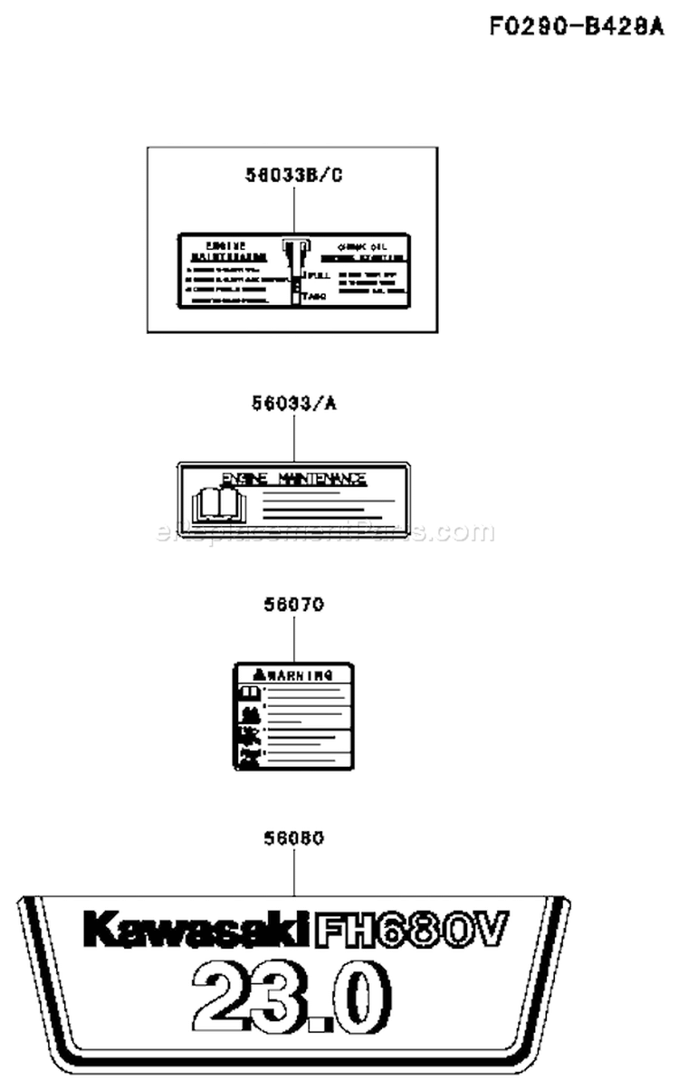 Page H Diagram and Parts List for FH680V BS38 Kawasaki Engine
