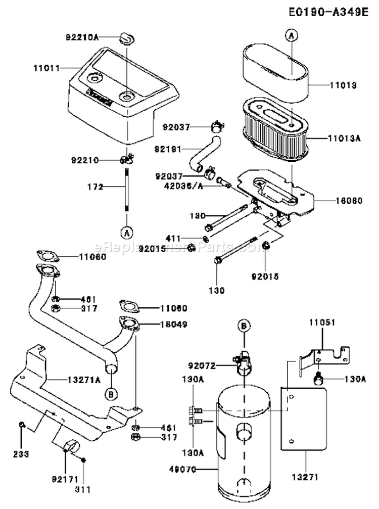 Page A Diagram and Parts List for FH601V BS01 Kawasaki Engine