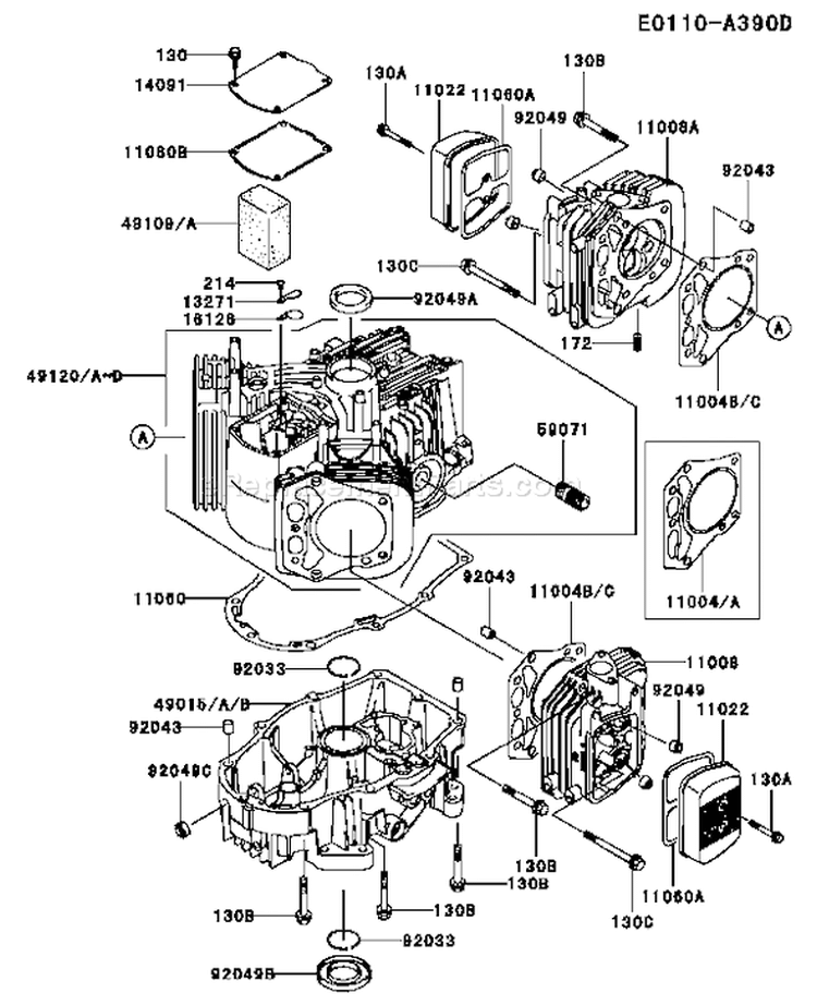 Page E Diagram and Parts List for FH601V BS01 Kawasaki Engine