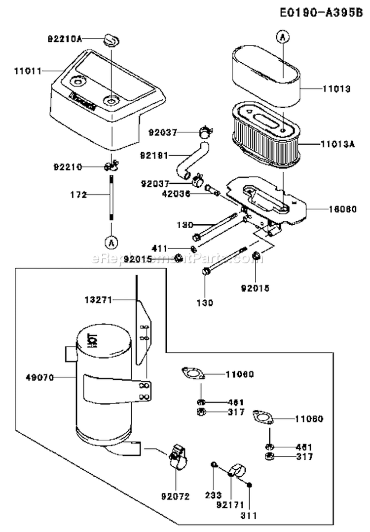 Page A Diagram and Parts List for FH680V AS08 Kawasaki Engine
