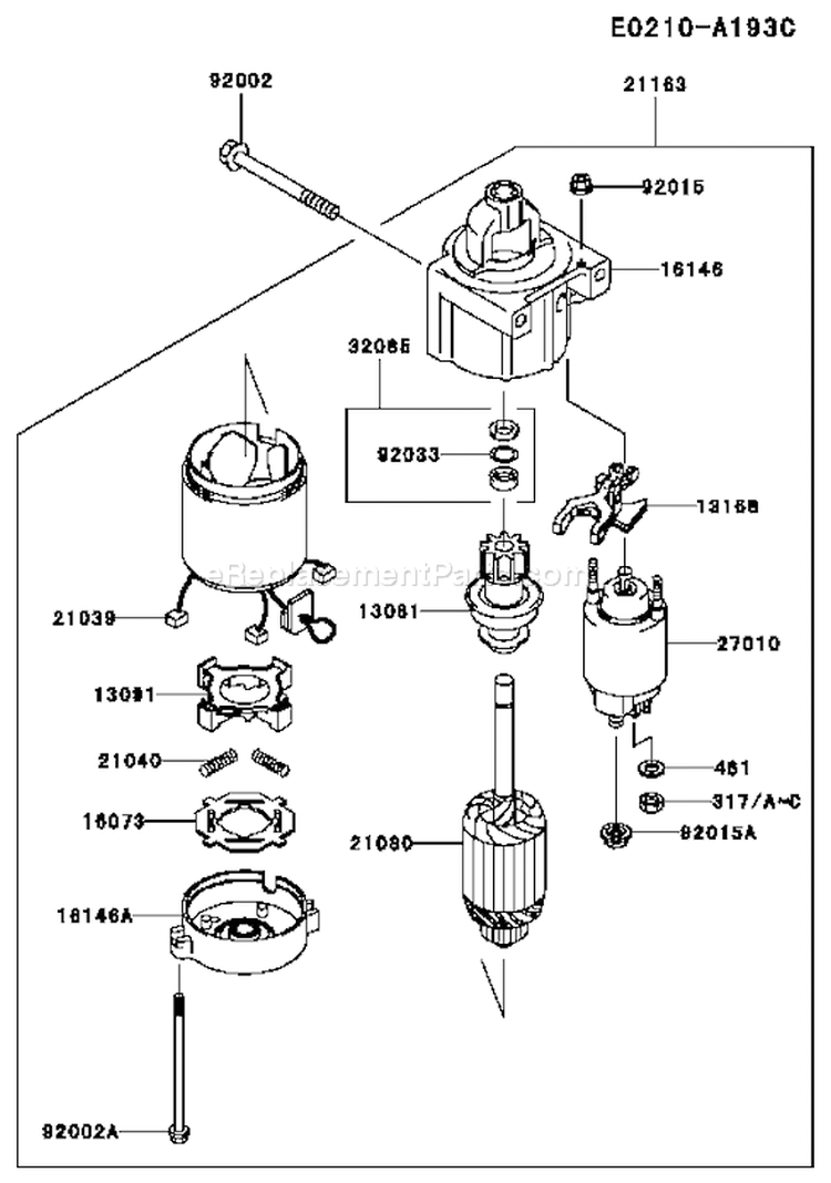 Page K Diagram and Parts List for FH601V CS11 Kawasaki Engine