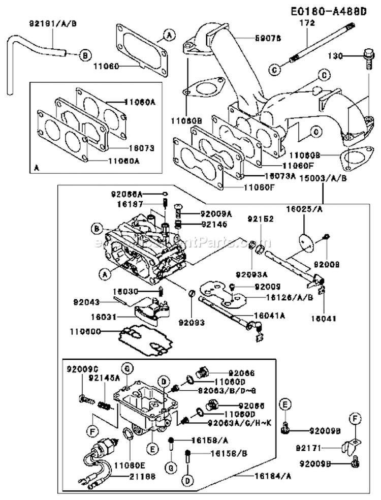 Page B Diagram and Parts List for FH680V AS13 Kawasaki Engine