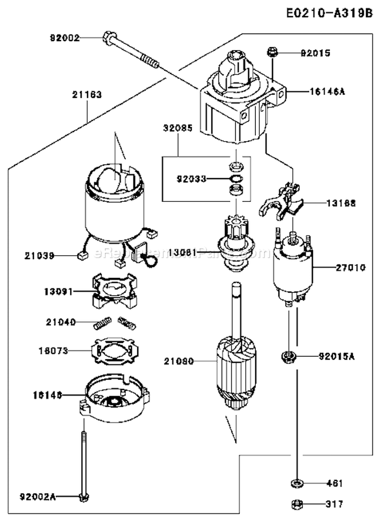 Page J Diagram and Parts List for FH601V CS17 Kawasaki Engine