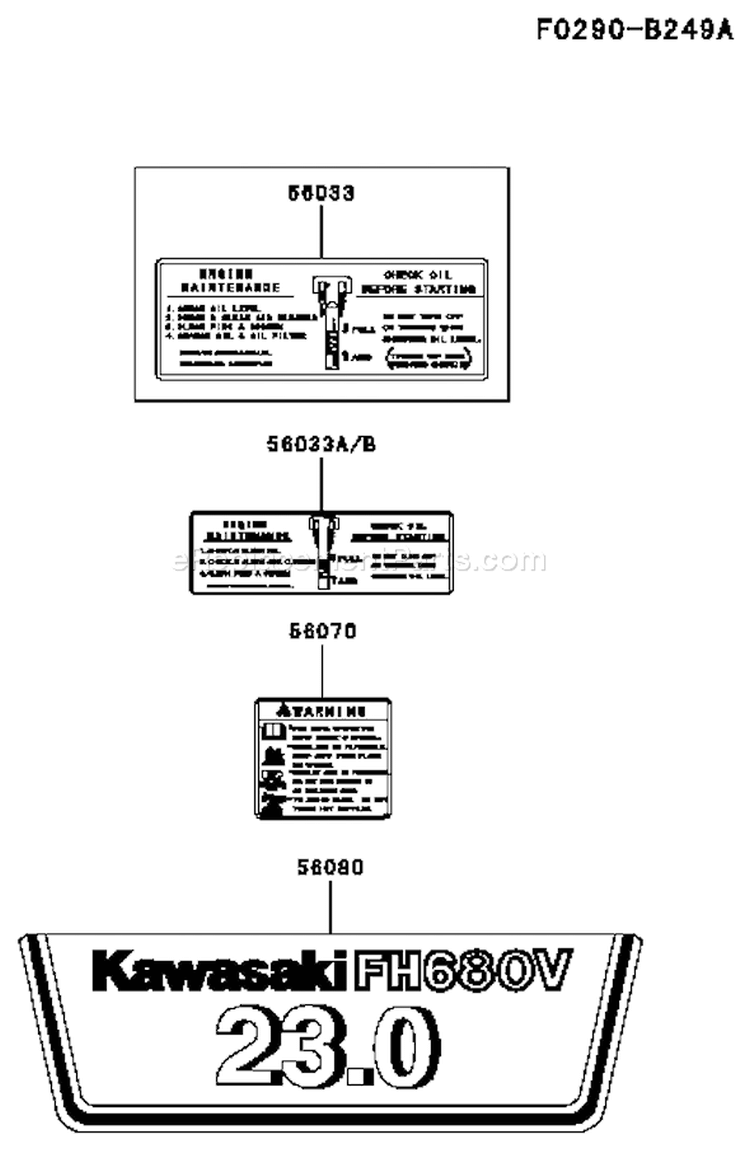 Page H Diagram and Parts List for FH680V CS20 Kawasaki Engine