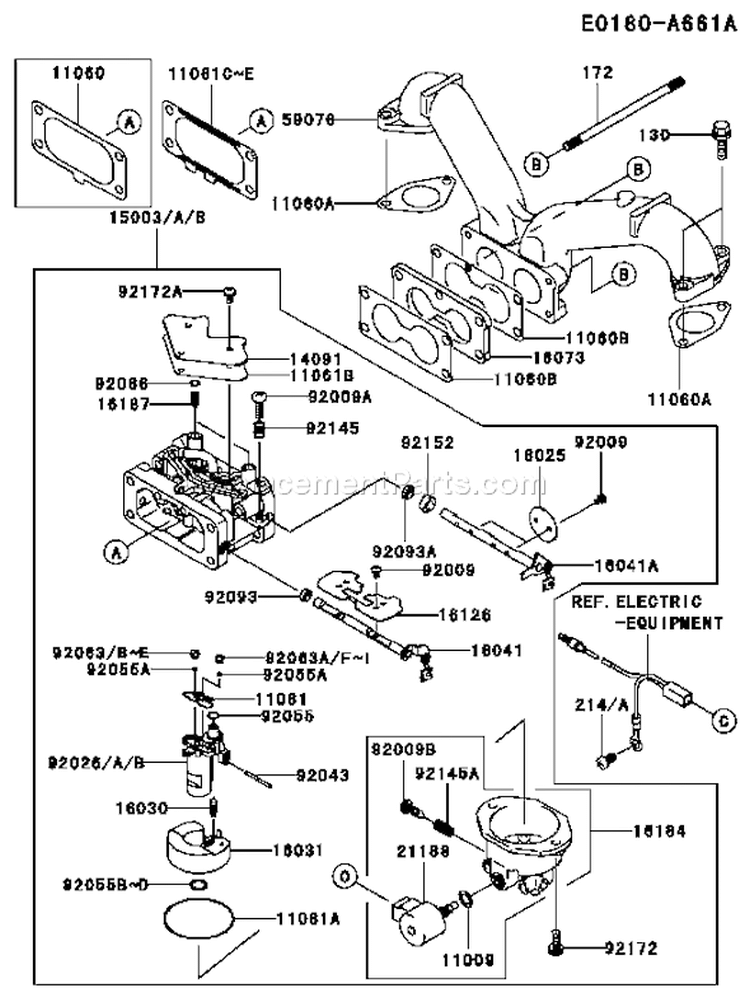 Page B Diagram and Parts List for FH680V CS28 Kawasaki Engine
