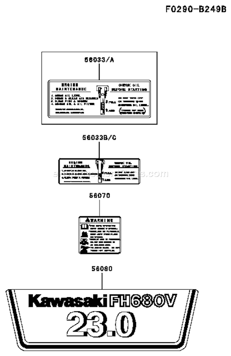 Page H Diagram and Parts List for FH680V AS30 Kawasaki Engine