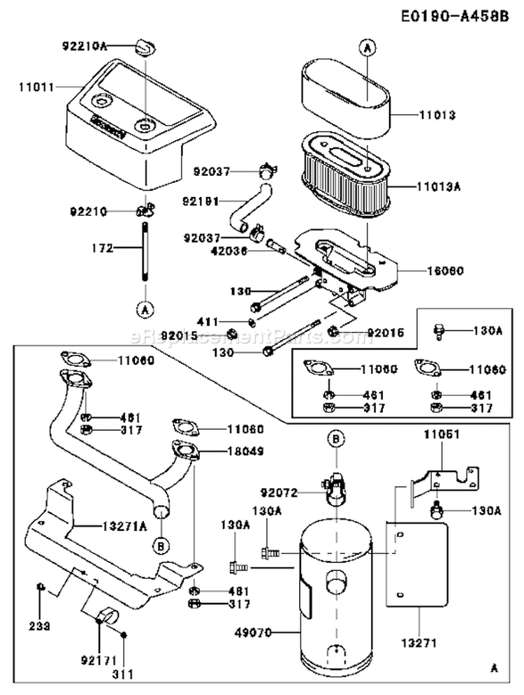 Page A Diagram and Parts List for FH680V AS07 Kawasaki Engine