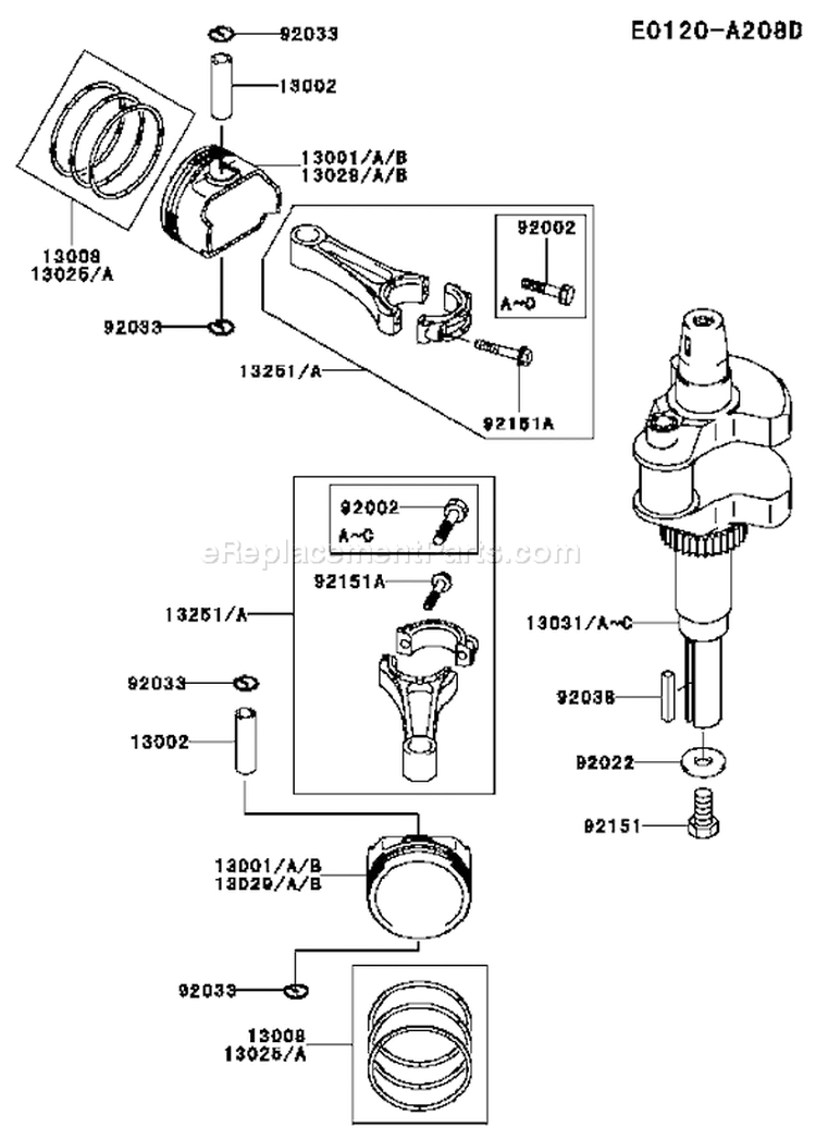 Page J Diagram and Parts List for FH601V DS08 Kawasaki Engine