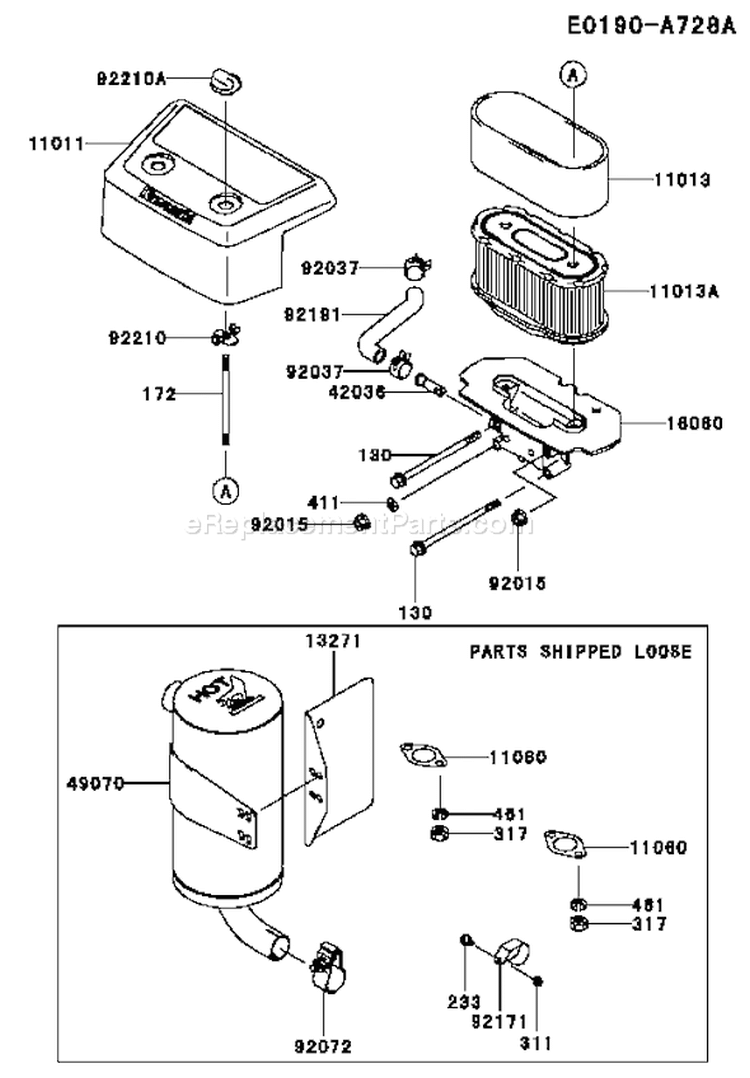 Page A Diagram and Parts List for FH680V DS08 Kawasaki Engine