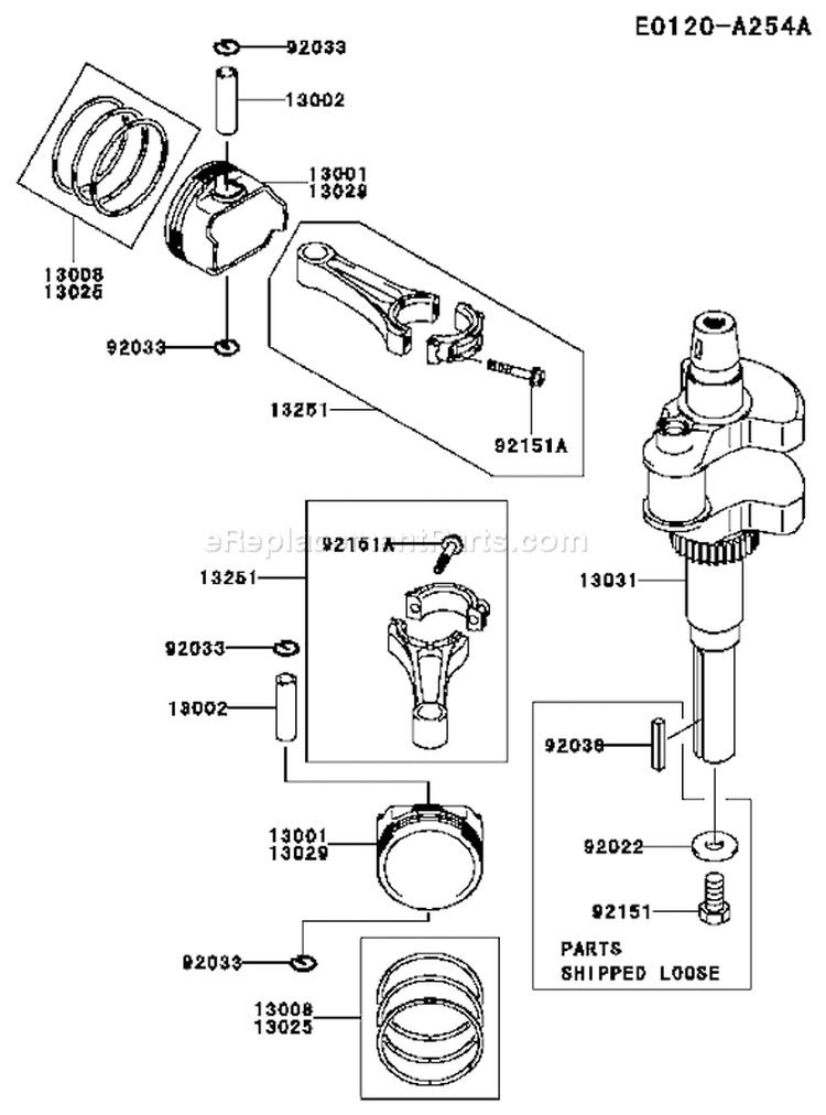 Page J Diagram and Parts List for FH601V ES08 Kawasaki Engine