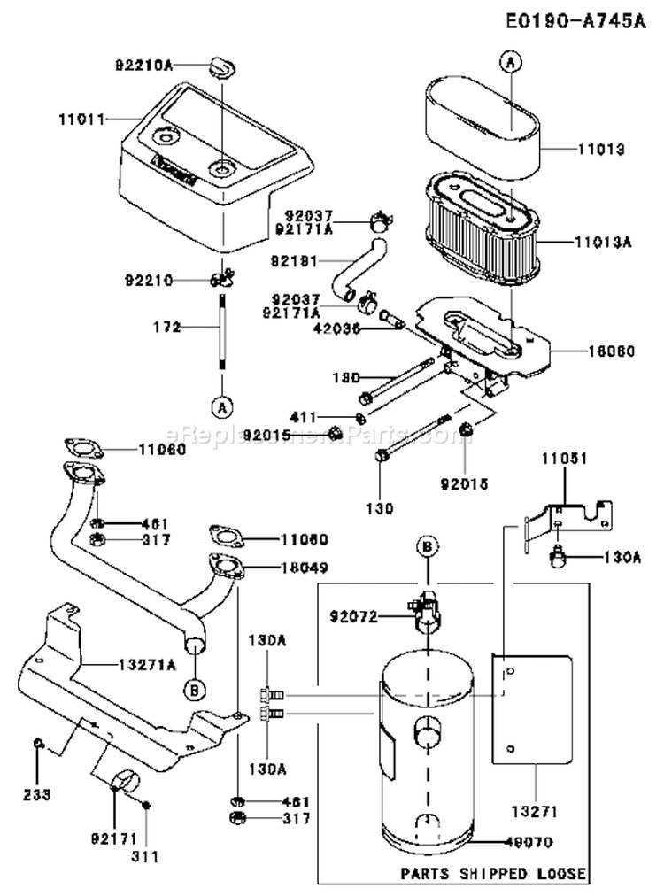 Page A Diagram and Parts List for FH601V DS01 Kawasaki Engine