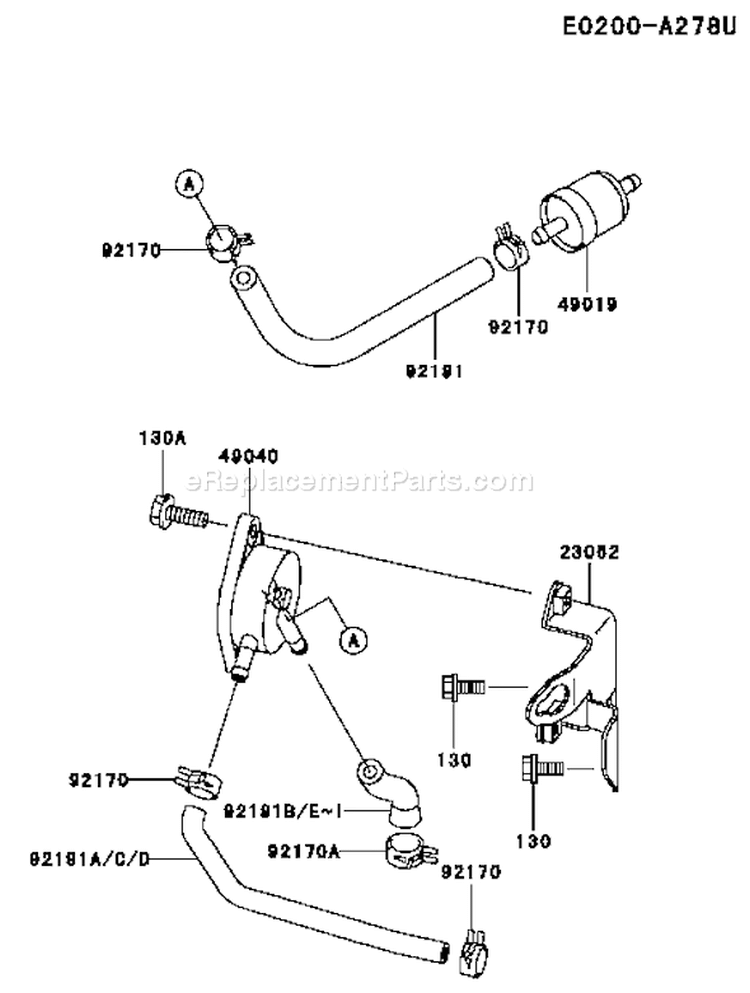 Page G Diagram and Parts List for FH680V AS14 Kawasaki Engine