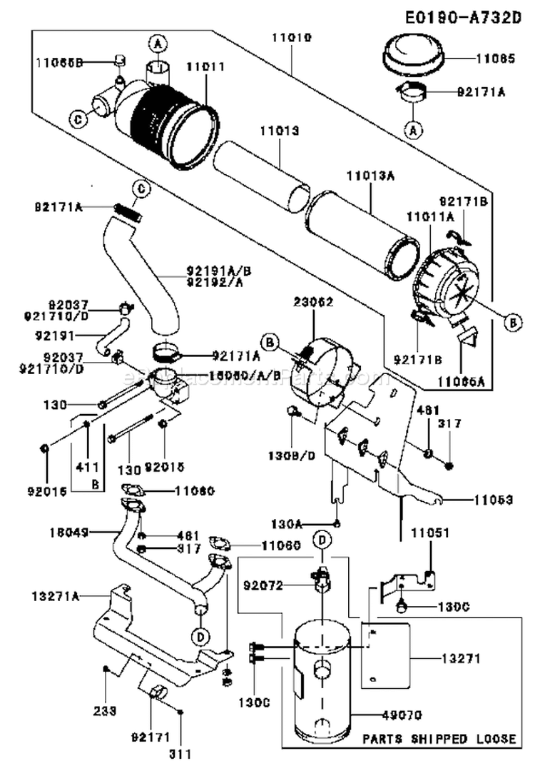 Page A Diagram and Parts List for FH680V CS22 Kawasaki Engine