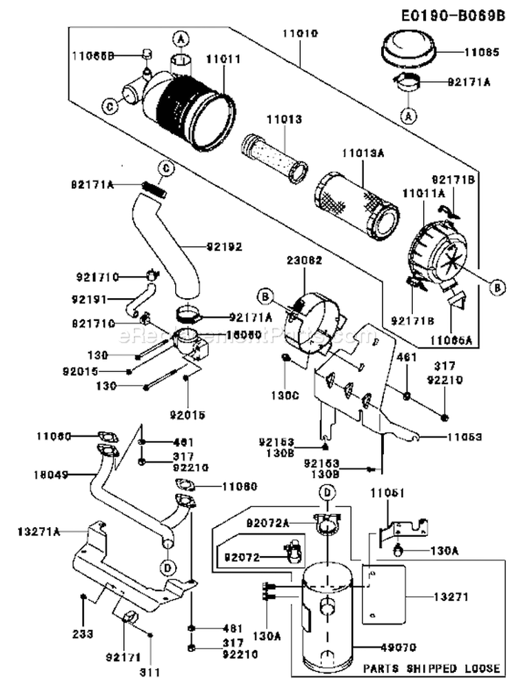Page A Diagram and Parts List for FH680V DS25 Kawasaki Engine