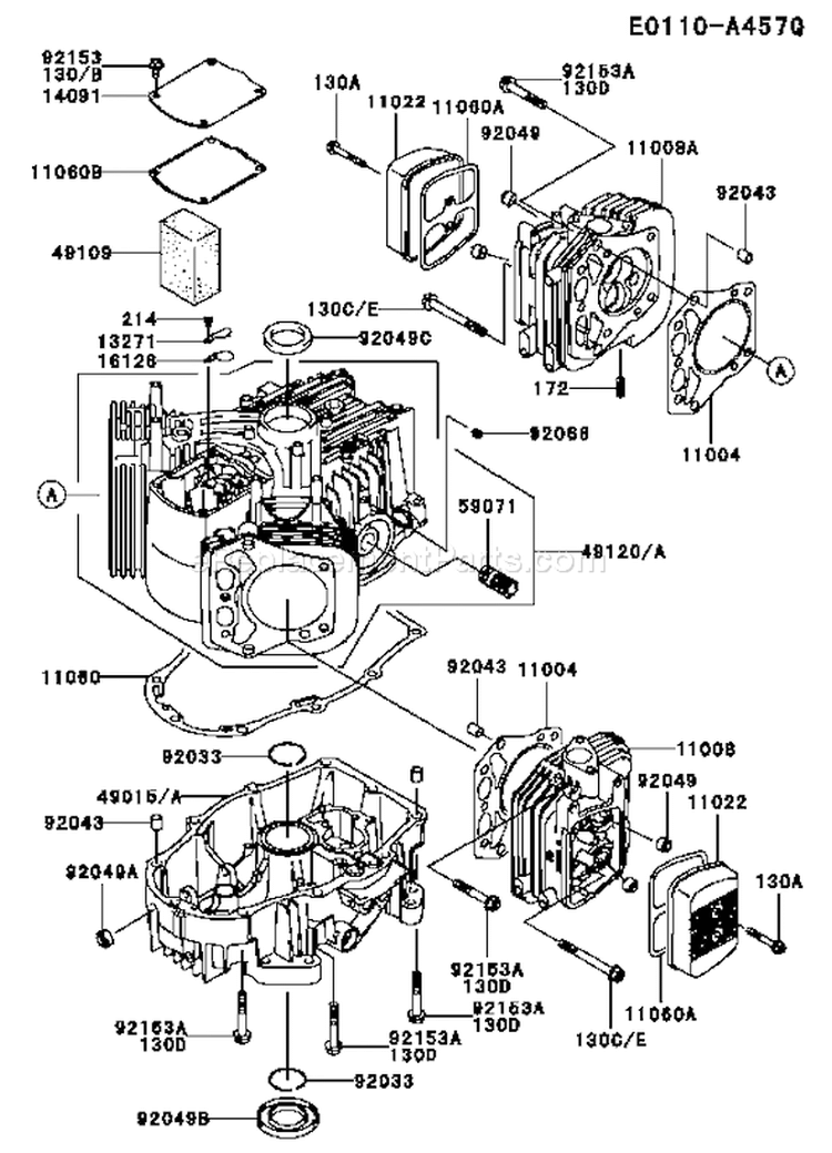Page E Diagram and Parts List for FH680V DS25 Kawasaki Engine