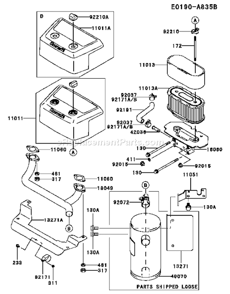 Page A Diagram and Parts List for FH680V ES06 Kawasaki Engine