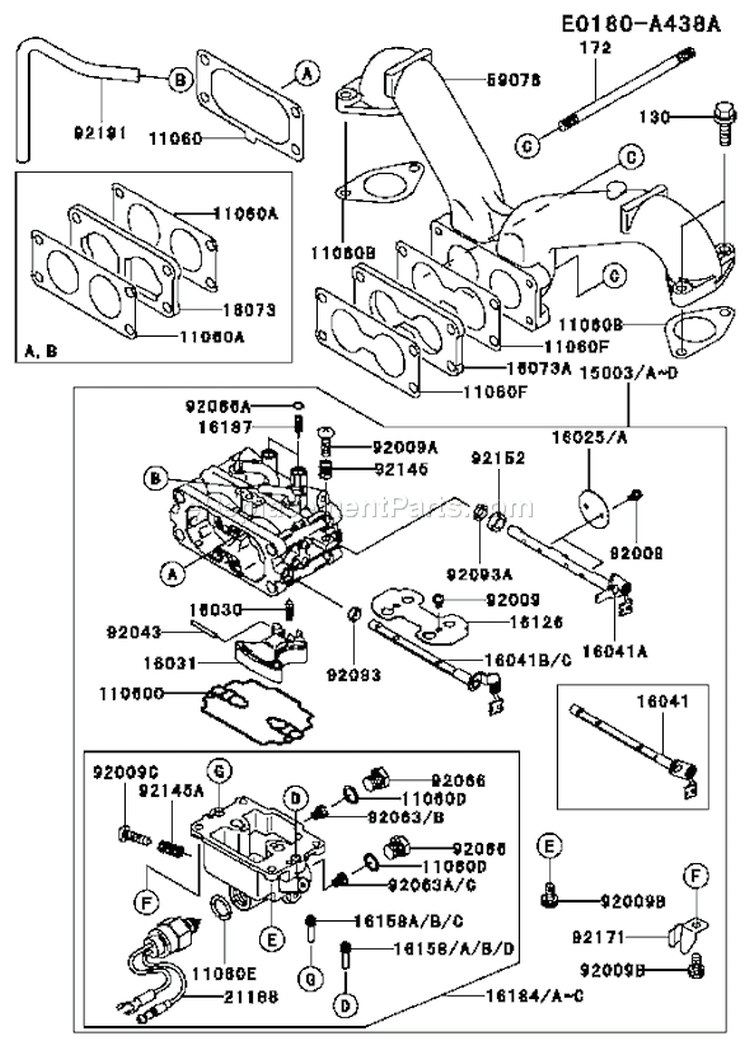 Page B Diagram and Parts List for FH680V ES09 Kawasaki Engine