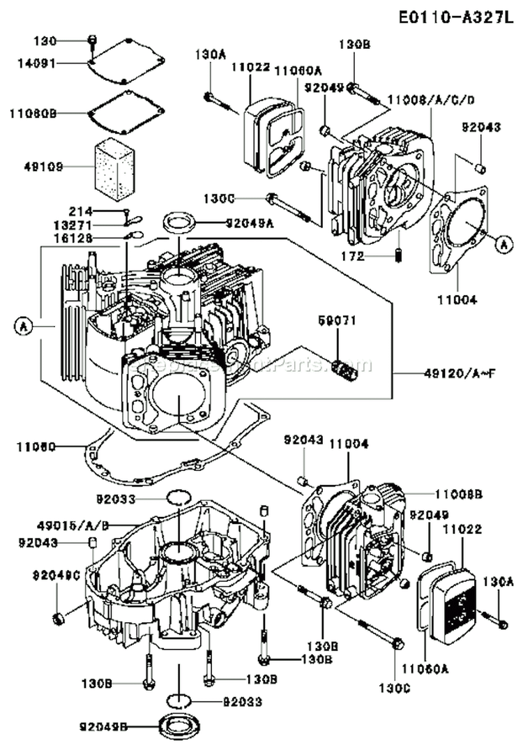 Page E Diagram and Parts List for FH680V ES09 Kawasaki Engine