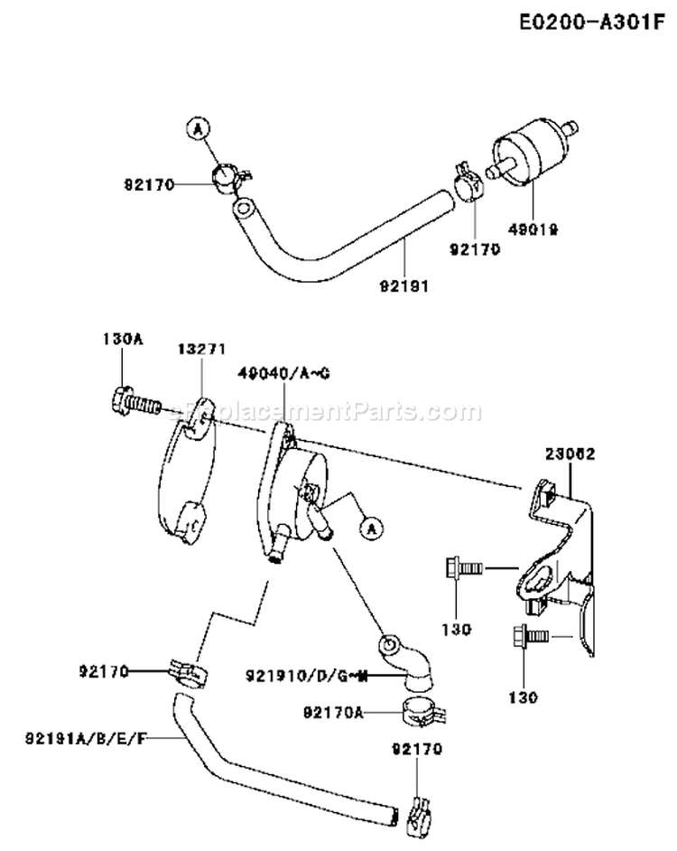 Page G Diagram and Parts List for FH680V AS10 Kawasaki Engine