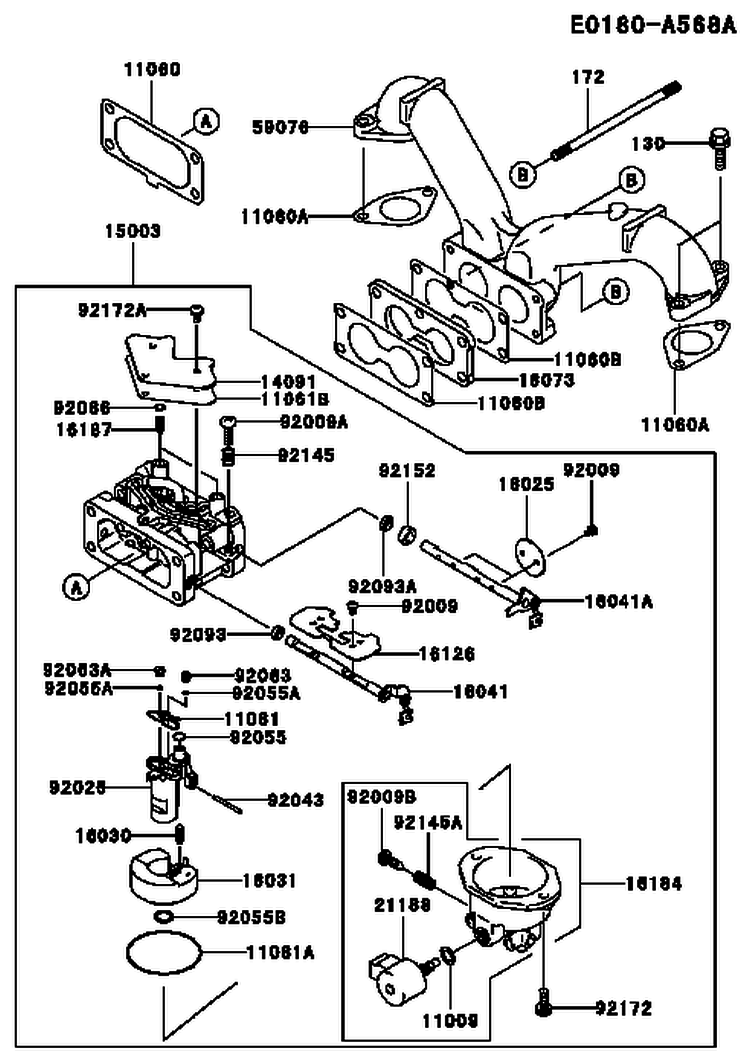 Page B Diagram and Parts List for FH680V ES12 Kawasaki Engine