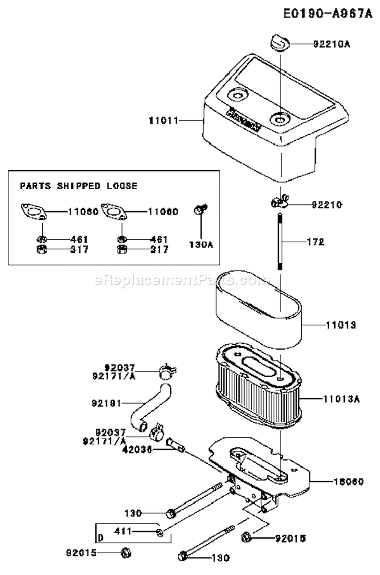 Page A Diagram and Parts List for FH680V ES13 Kawasaki Engine