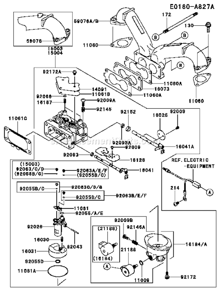 Page B Diagram and Parts List for FH680V ES20 Kawasaki Engine