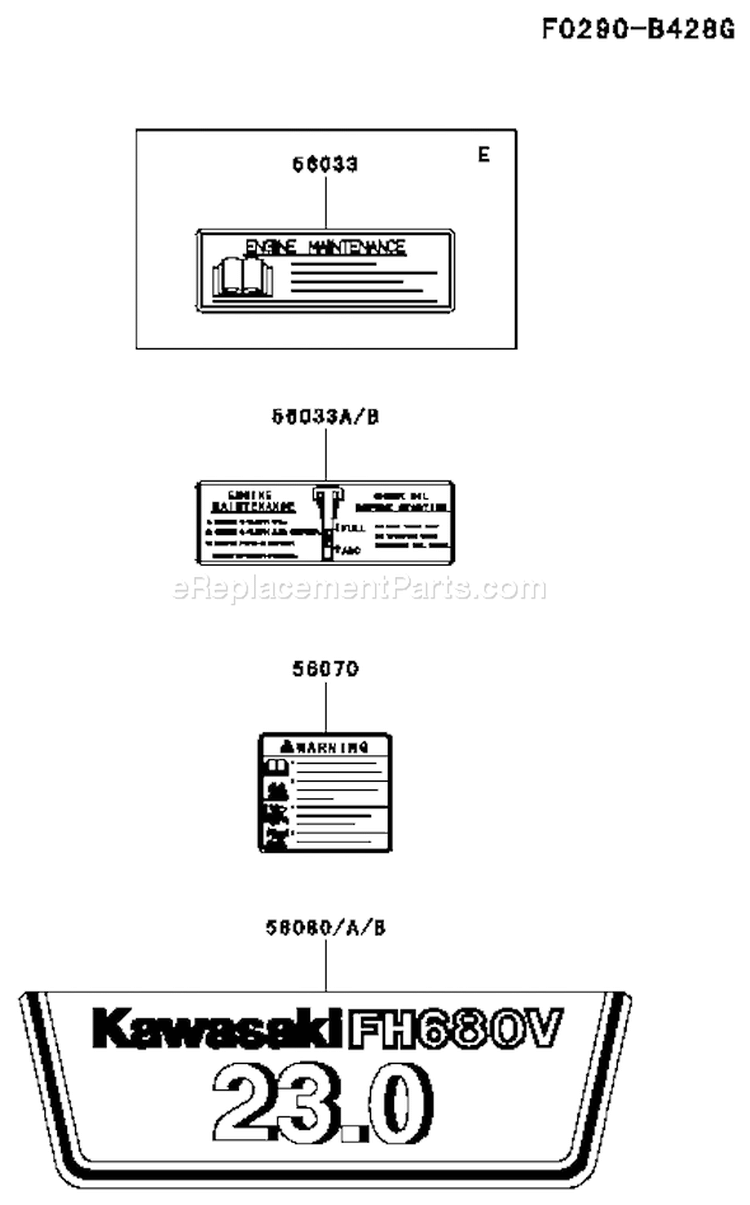 Page H Diagram and Parts List for FH680V ES20 Kawasaki Engine