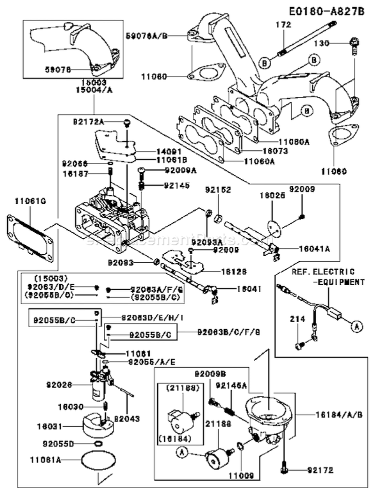 Page B Diagram and Parts List for FH680V DS21 Kawasaki Engine