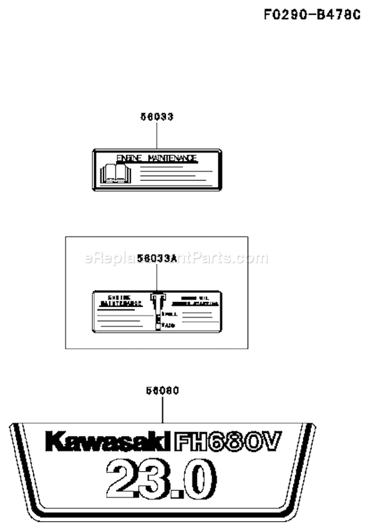 Page H Diagram and Parts List for FH680V ES22 Kawasaki Engine