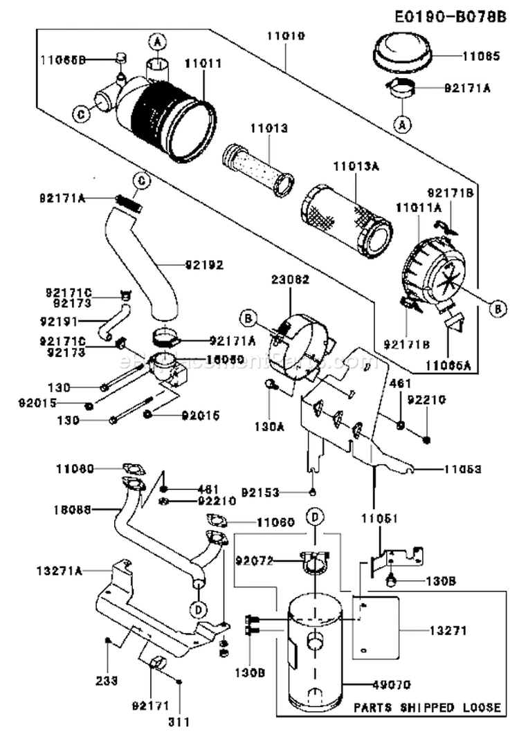 Page A Diagram and Parts List for FH680V ES25 Kawasaki Engine