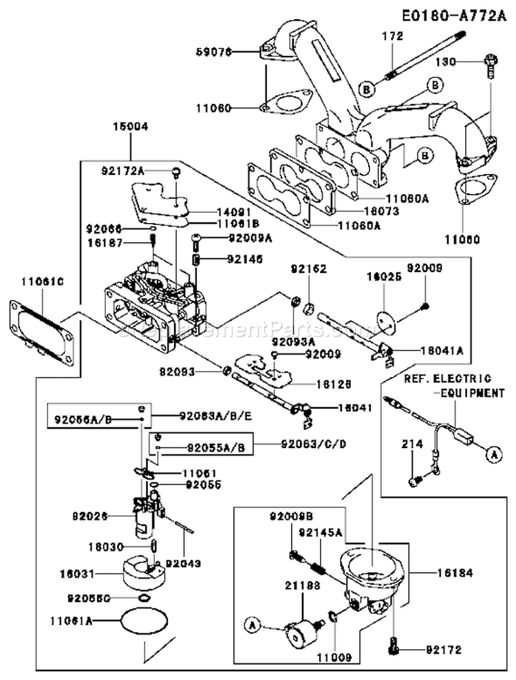 Page B Diagram and Parts List for FH680V ES22 Kawasaki Engine