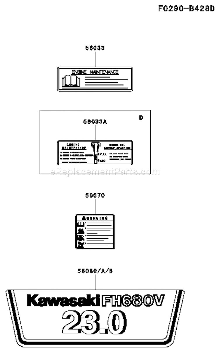 Page H Diagram and Parts List for FH680V DS27 Kawasaki Engine